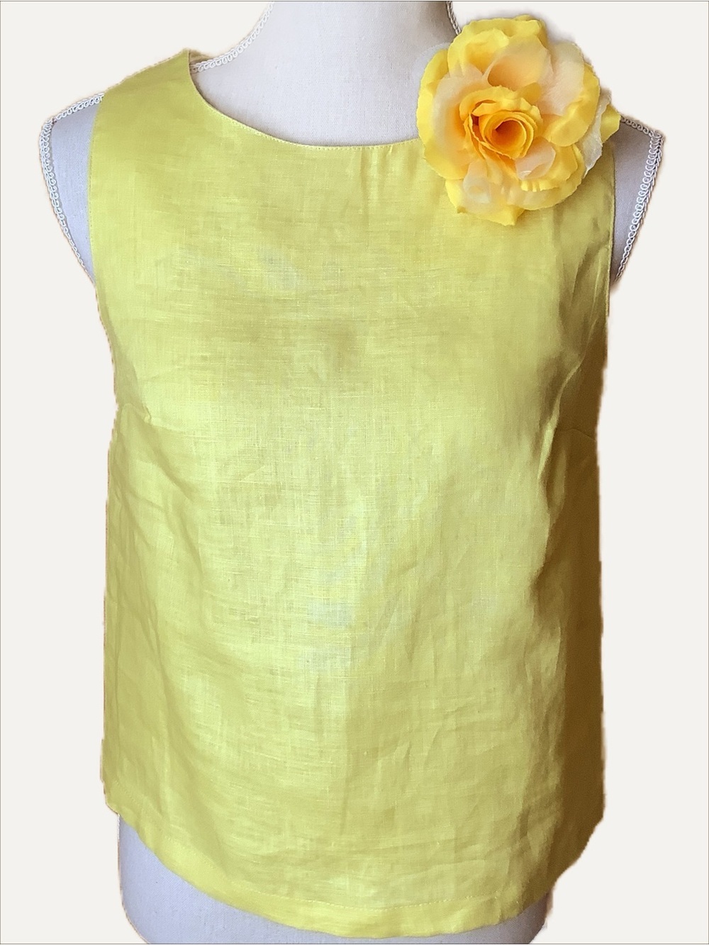 AGGEL Yellow Linen Sleeveless Top Marigold Shell Blouse European Brand S NWT